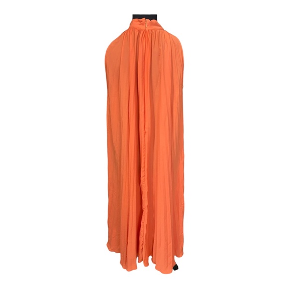 TOME Collective Orange Sleeveless Mock Neck Pleated Dress Size Small - Picture 7 of 8